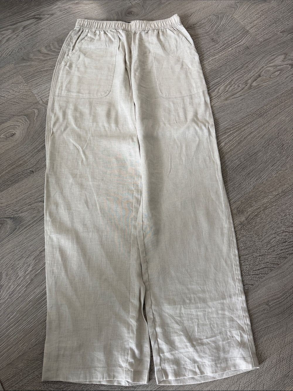 ZARA Wide-Leg Linen-Blend Pants in Light Beige